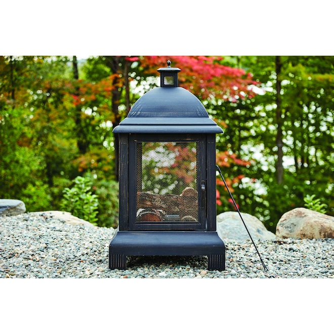 Style Selections Steel Outdoor Fireplace - 24 x 44-in - Black 5 Style Selections Steel Outdoor Fireplace - 24 x 44-in - Black - Image 3