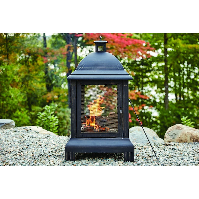 Style Selections Steel Outdoor Fireplace - 24 x 44-in - Black 6 Style Selections Steel Outdoor Fireplace - 24 x 44-in - Black - Image 4