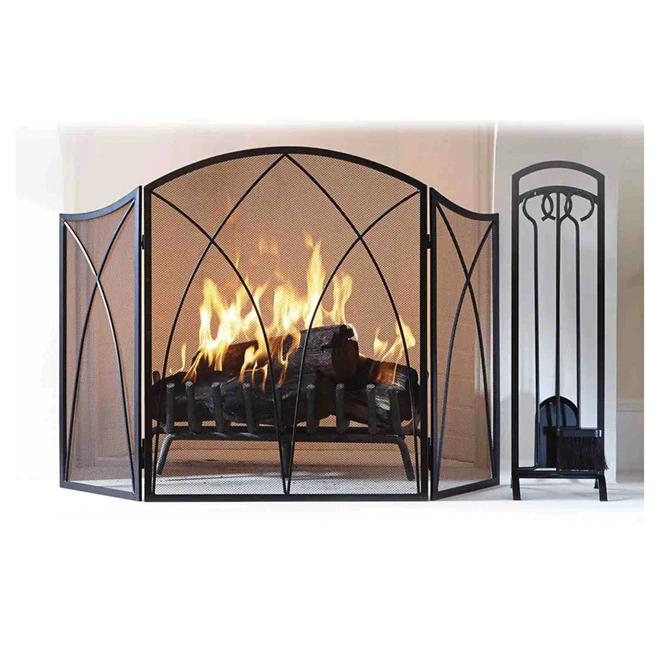 Three-Piece Fireplace Tool Set - Black 4 Three-Piece Fireplace Tool Set - Black - Image 2