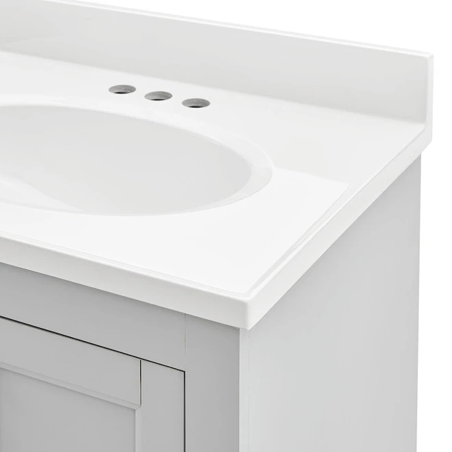 Style Selections Lowry Bathroom Vanity with Mirror - Light Grey - 25-in W x 19-in D x 37-in H 5 Style Selections Lowry Bathroom Vanity with Mirror - Light Grey - 25-in W x 19-in D x 37-in H - Image 3