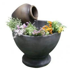 Fountain with Flower Pot - 23.23'' x 27.95'' - GRC