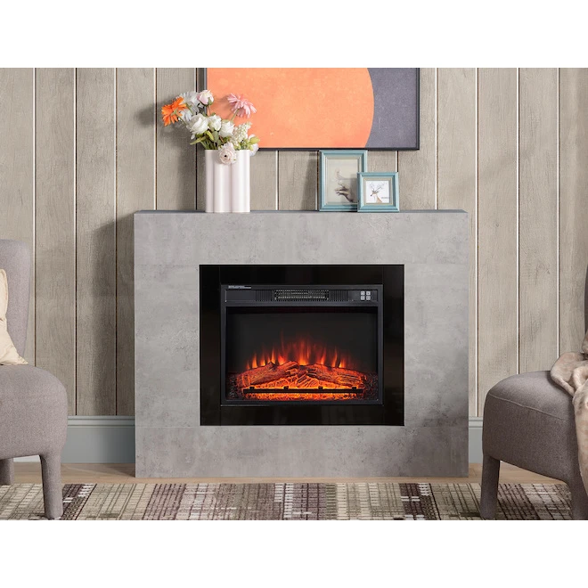 Style Selections Rossa Electric Fireplace with Timer - 23-in - Cement Ash 4 Style Selections Rossa Electric Fireplace with Timer - 23-in - Cement Ash - Image 3