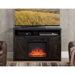 Style Selections Fluda TV Stand with Electric Fireplace - Barn Doors - Brown -STYLE SELECTIONS Online Shop 35025012d L
