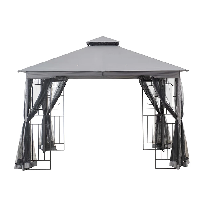 Style Selections 10-ft x 10-ft Black and Grey Gazebo with Netting 3 Style Selections 10-ft x 10-ft Black and Grey Gazebo with Netting
