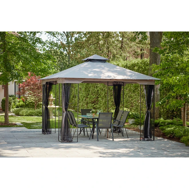 Style Selections 10-ft x 10-ft Black and Grey Gazebo with Netting 4 Style Selections 10-ft x 10-ft Black and Grey Gazebo with Netting - Image 2