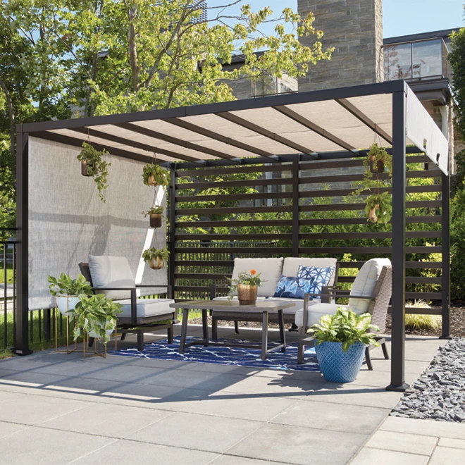 Vikki Pergola - 10' x 12' - Steel/Aluminum - Woodgrain 4 Vikki Pergola - 10' x 12' - Steel/Aluminum - Woodgrain - Image 2