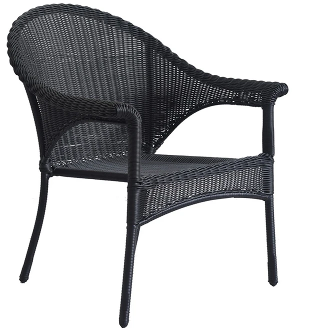 Valleydale Wicker Patio Chair - Stackable - Black 3 Valleydale Wicker Patio Chair - Stackable - Black