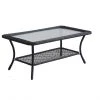 Style Selections Patio Coffee Table - Spruce Hills Collection - 42-in x 17-in - Steel/Tempered Glass/Wicker - Black -STYLE SELECTIONS Online Shop 41355023 L