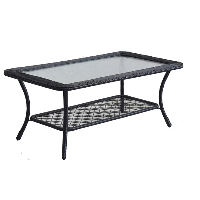 Style Selections Patio Coffee Table - Spruce Hills Collection - 42-in x 17-in - Steel/Tempered Glass/Wicker - Black 3 Style Selections Patio Coffee Table - Spruce Hills Collection - 42-in x 17-in - Steel/Tempered Glass/Wicker - Black
