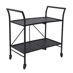 Style Selections Pelham Bay 33-in x 19-in Black Steel Foldable Patio Serving Cart