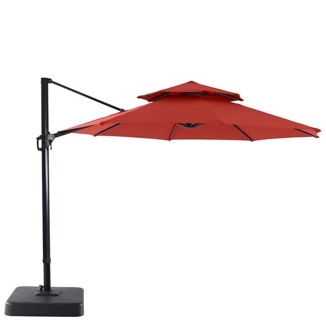 Garden Treasures Offset Patio Umbrella - Aluminum and Olefin - Tiltable and Rotating - Red 3 Garden Treasures Offset Patio Umbrella - Aluminum and Olefin - Tiltable and Rotating - Red