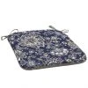 Style Selections Reversible Patio Chair Cushion - 18-in x 19-in - Polyester - Flower Blue and Grey Pattern