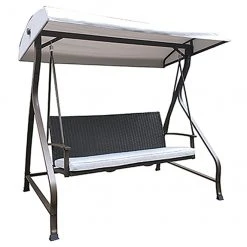 Style Selections - Swing with Canopy - Wicker and Metal - Brown and Grey