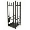 Style Selections Fireplace Tool Set and Log Bin - Steel - 32.67 x 14.76 x 13-in - Black
