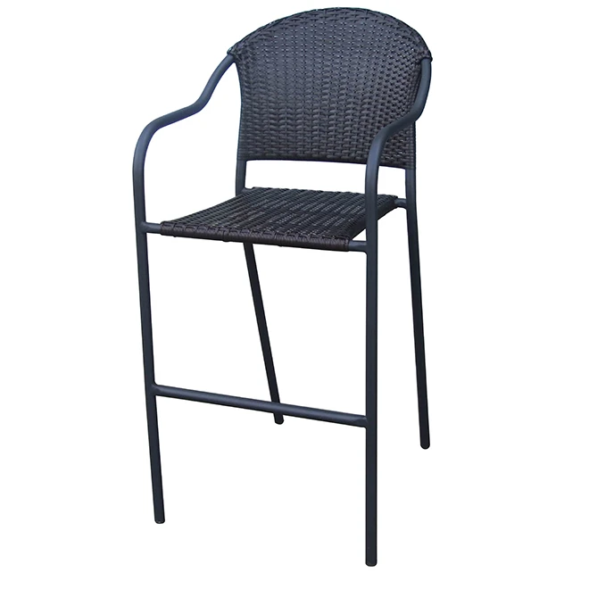 Style Selections Pelham Bay Bar Chair - Wicker - Stackable - Black - 24-in x 44.75-in x 22-in 3 Style Selections Pelham Bay Bar Chair - Wicker - Stackable - Black - 24-in x 44.75-in x 22-in