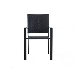 Style Selections Spoga Adam Black Patio Chair - Stackable - 22.5-in x 23.5-in x 34.5-in