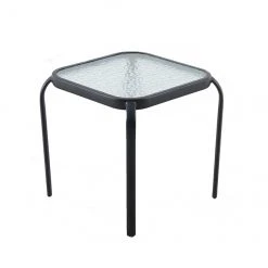 Style Selections Pelham Bay Outdoor Table - Steel and Glass - 16-in x 17-in - Black