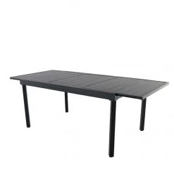 Style Selections Pelham Bay Outdoor Expandable Dinner Table in Matte Black Steel