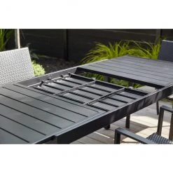 Style Selections Pelham Bay Outdoor Expandable Dinner Table in Matte Black Steel -STYLE SELECTIONS Online Shop 48655048d L