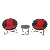 Kameron 3-Piece Bistro Set - Steel/Wicker/Olefin - Black and Red