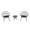 Style Selections Archer Conversation Set - 3 Pieces - Steel and Wicker - Black/ Grey -STYLE SELECTIONS Online Shop 48655109 L