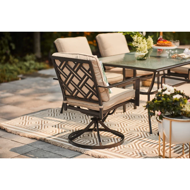 Style Slections Glenn Hill Swivel Patio Chair - Steel and Olefin - Tan - Set of 2 5 Style Slections Glenn Hill Swivel Patio Chair - Steel and Olefin - Tan - Set of 2 - Image 3