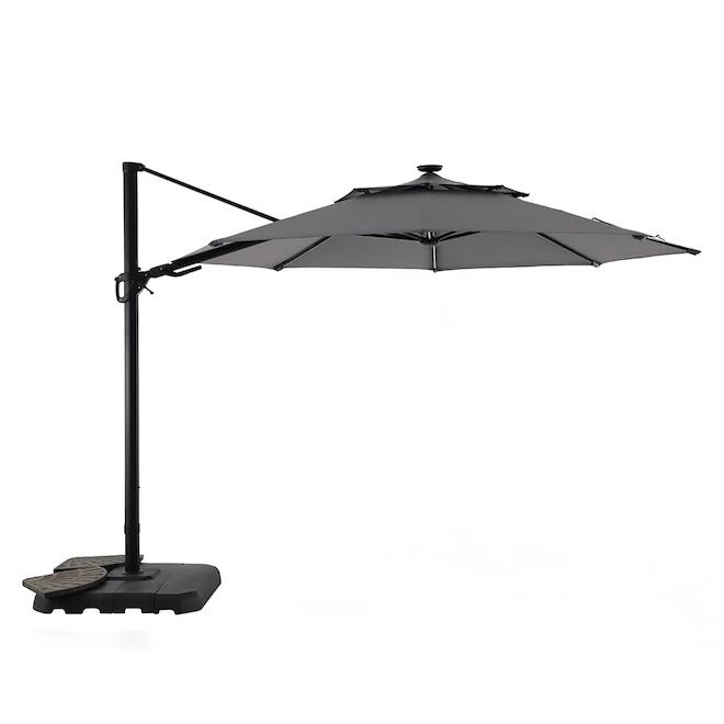 Style Selections Olefin Offset Lighted 11-ft Round Hanging Umbrella with Black Metal Frame 3 Style Selections Olefin Offset Lighted 11-ft Round Hanging Umbrella with Black Metal Frame