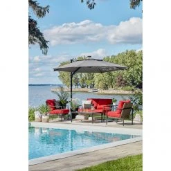 Style Selections Olefin Offset Lighted 11-ft Round Hanging Umbrella with Black Metal Frame 8 Style Selections Olefin Offset Lighted 11-ft Round Hanging Umbrella with Black Metal Frame -STYLE SELECTIONS Online Shop 48655149c L