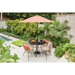 Style Selections 7.5-ft Push-Button Round Patio Umbrella with Black Metal Frame -STYLE SELECTIONS Online Shop 48655152d L