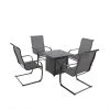 Hartford 5-Piece Patio Set with Gas Fire Table - C-Spring Motion Chairs - Black -STYLE SELECTIONS Online Shop 49095003 L