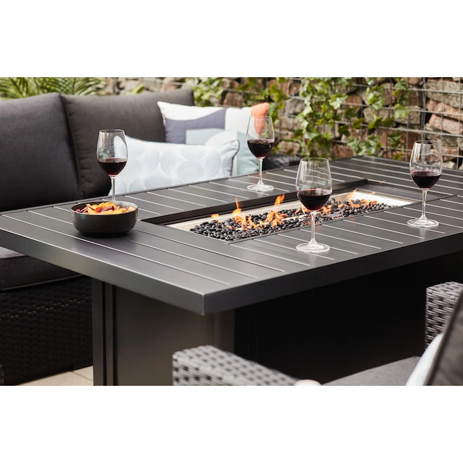 Style Selections 55,000 BTU 64-in Fire Table in Black Aluminum 5 Style Selections 55,000 BTU 64-in Fire Table in Black Aluminum - Image 3