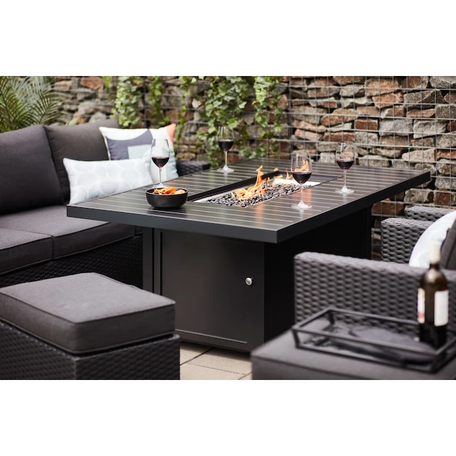 Style Selections 55,000 BTU 64-in Fire Table in Black Aluminum 6 Style Selections 55,000 BTU 64-in Fire Table in Black Aluminum - Image 4