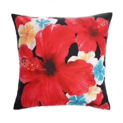 Style Selections Outdoor Throw Pillow - Hibiscus Pattern - Polyester - 16-in x 16-in