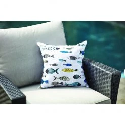 Style Selections Outdoor Throw Pillow - Polyester - 16-in x 16-in - Fish Pattern -STYLE SELECTIONS Online Shop 49235077d L