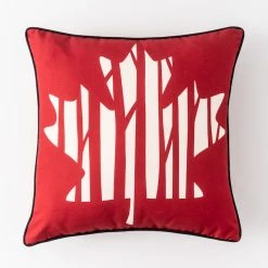 Style Selections Outdoor Cushion - Maple Leaf Print - Red/White - 18-in W x 18-in L
