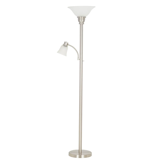 Metal Torchiere Lamp - 71" - Brushed Steel 2 Metal Torchiere Lamp - 71" - Brushed Steel
